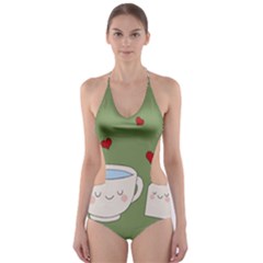 Cute Tea Cut-out One Piece Swimsuit by Valentinaart