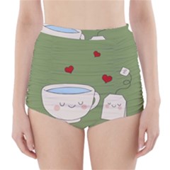 Cute Tea High-waisted Bikini Bottoms by Valentinaart