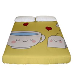 Cute Tea Fitted Sheet (queen Size) by Valentinaart