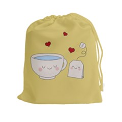 Cute Tea Drawstring Pouches (xxl) by Valentinaart