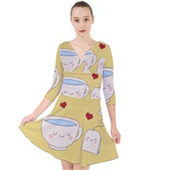 Cute Tea Quarter Sleeve Front Wrap Dress	 by Valentinaart