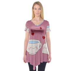 Cute Tea Short Sleeve Tunic  by Valentinaart