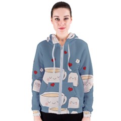 Cute Tea Women s Zipper Hoodie by Valentinaart