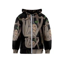 Cute Sloth Kids  Zipper Hoodie by Valentinaart