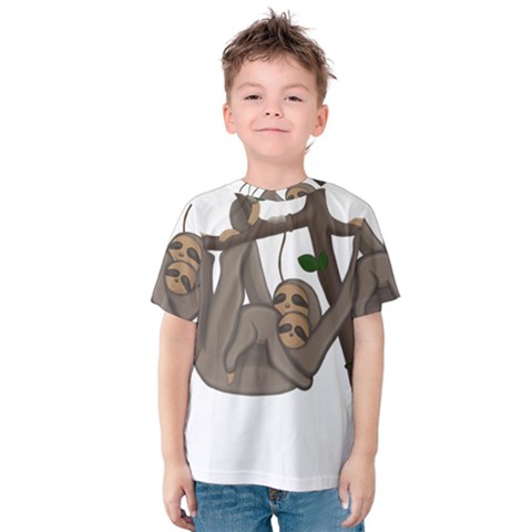 Cute Sloth Kids  Cotton Tee by Valentinaart