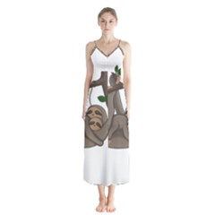 Cute Sloth Button Up Chiffon Maxi Dress by Valentinaart