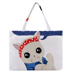 Feminist Cat Zipper Medium Tote Bag