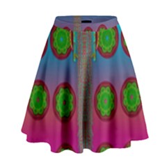 Meditative Abstract Temple Of Love And Meditation High Waist Skirt by pepitasart