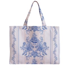 Beautiful,pale Blue,floral,shabby Chic,pattern Zipper Mini Tote Bag by NouveauDesign