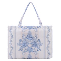 Beautiful,pale Blue,floral,shabby Chic,pattern Zipper Medium Tote Bag by NouveauDesign