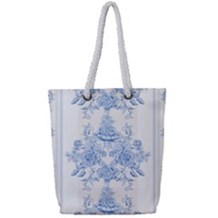 Beautiful,pale Blue,floral,shabby Chic,pattern Full Print Rope Handle Tote (small) by NouveauDesign