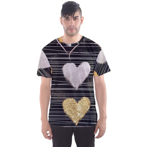 Modern Heart Pattern Men s Sports Mesh Tee by NouveauDesign