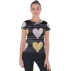 Modern Heart Pattern Short Sleeve Sports Top  by NouveauDesign