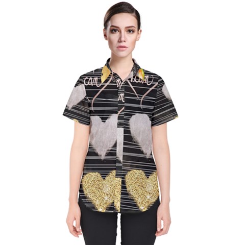 Modern Heart Pattern Women s Short Sleeve Shirt by NouveauDesign