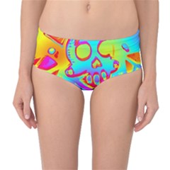 Rainbow Skeleton King Mid-waist Bikini Bottoms by Roxzanoart