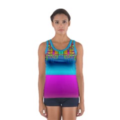 Sky Earth And Star Fall Sport Tank Top  by pepitasart