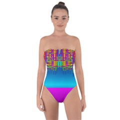 Sky Earth And Star Fall Tie Back One Piece Swimsuit by pepitasart