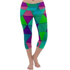 Background Geometric Triangle Capri Yoga Leggings