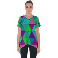 Background Geometric Triangle Cut Out Side Drop Tee