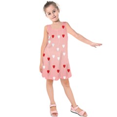 Heart Shape Background Love Kids  Sleeveless Dress