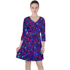 Squares Square Background Abstract Ruffle Dress