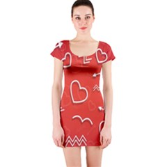 Background Valentine S Day Love Short Sleeve Bodycon Dress by Nexatart