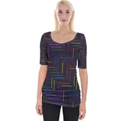 Lines Line Background Wide Neckline Tee