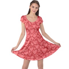 Background Hearts Love Cap Sleeve Dress