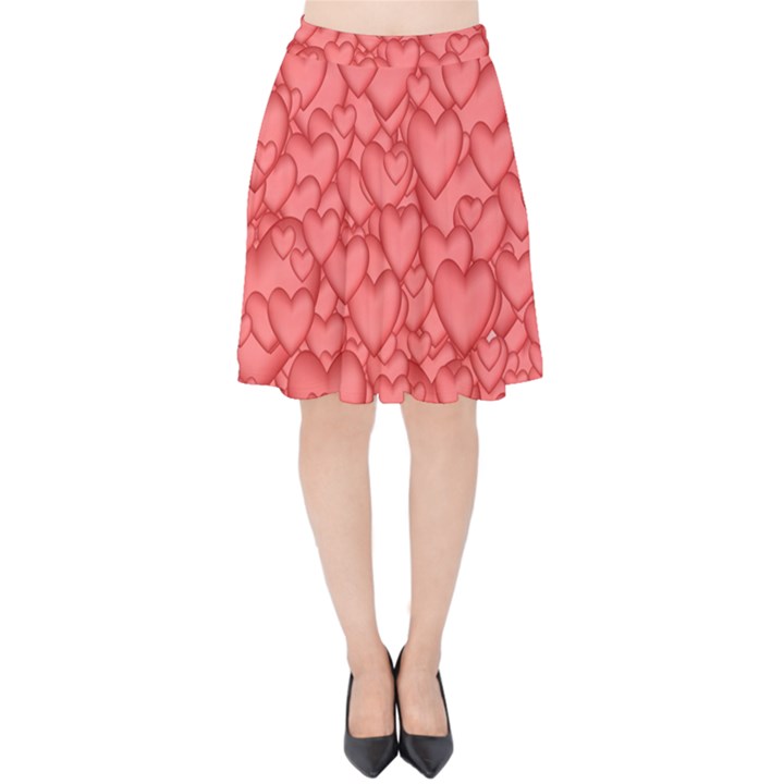 Background Hearts Love Velvet High Waist Skirt