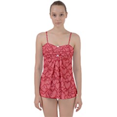 Background Hearts Love Babydoll Tankini Set