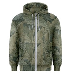 Vintage Background Green Leaves Men s Zipper Hoodie