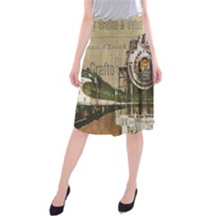 Train Vintage Tracks Travel Old Midi Beach Skirt by Nexatart