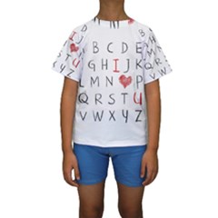 Love Alphabet Kids  Short Sleeve Swimwear by Valentinaart