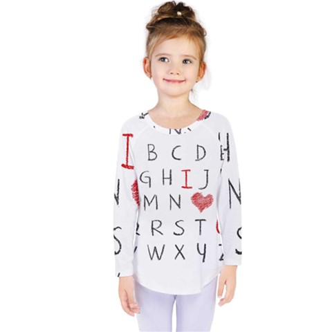 Love Alphabet Kids  Long Sleeve Tee by Valentinaart
