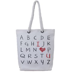 Love Alphabet Full Print Rope Handle Tote (small) by Valentinaart