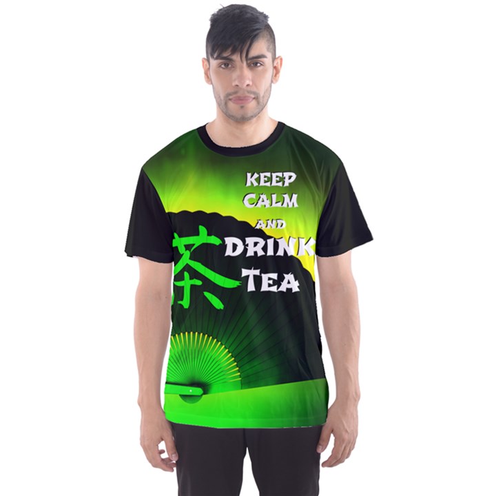 KEEP CALM AND DRINK TEA - green -  Men s Sports Mesh Tee
