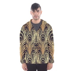 Gold, Black,peacock Pattern,art Nouveau,vintage,belle Epoque,chic,elegant,peacock Feather,beautiful Hooded Wind Breaker (men) by NouveauDesign