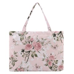 Pink Shabby Chic Floral Zipper Medium Tote Bag by NouveauDesign