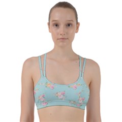 Mint,shabby Chic,floral,pink,vintage,girly,cute Line Them Up Sports Bra by NouveauDesign