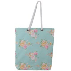 Mint,shabby Chic,floral,pink,vintage,girly,cute Full Print Rope Handle Tote (large) by NouveauDesign