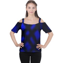 Abstract Plaid Cutout Shoulder Tee