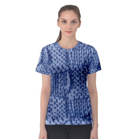 Knitted Wool Square Blue Women s Sport Mesh Tee by snowwhitegirl