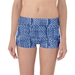 Knitted Wool Square Blue Boyleg Bikini Bottoms by snowwhitegirl