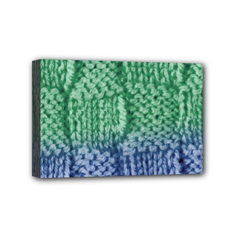 Knitted Wool Square Blue Green Mini Canvas 6  X 4  by snowwhitegirl
