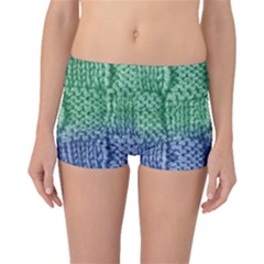 Knitted Wool Square Blue Green Boyleg Bikini Bottoms by snowwhitegirl