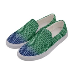 Knitted Wool Square Blue Green Women s Canvas Slip Ons by snowwhitegirl