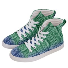 Knitted Wool Square Blue Green Men s Hi-top Skate Sneakers by snowwhitegirl