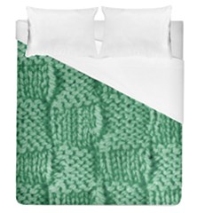 Knitted Wool Square Green Duvet Cover (queen Size)