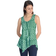 Knitted Wool Square Green Sleeveless Tunic