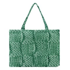 Knitted Wool Square Green Medium Tote Bag